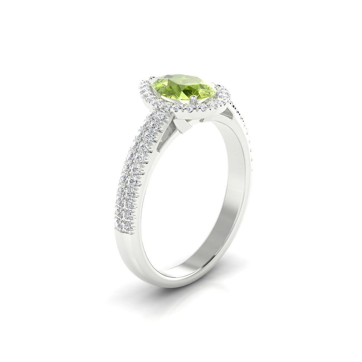 Celeste | 18k White Gold 8 x 6 mm Pear Peridot Ring