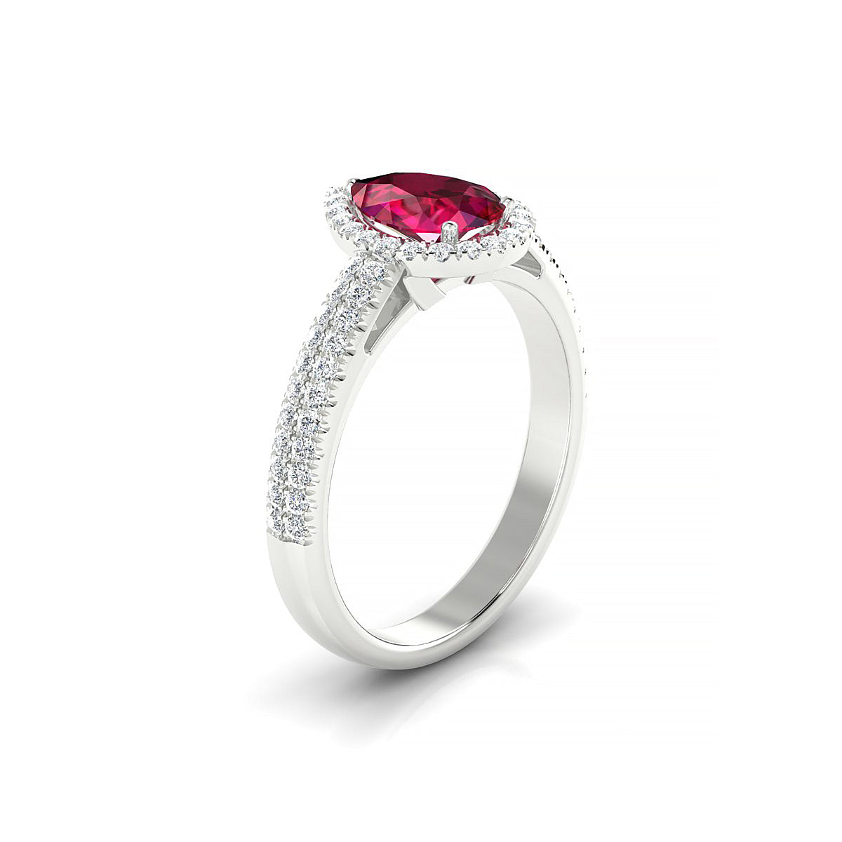 Celeste | 18k White Gold 8 x 6 mm Pear Ruby Ring