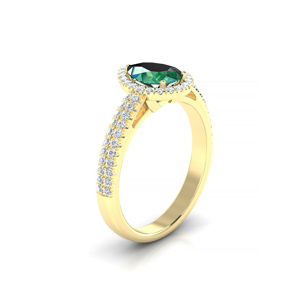 Celeste | 18k Yellow Gold 8 x 6 mm Pear Emerald Ring