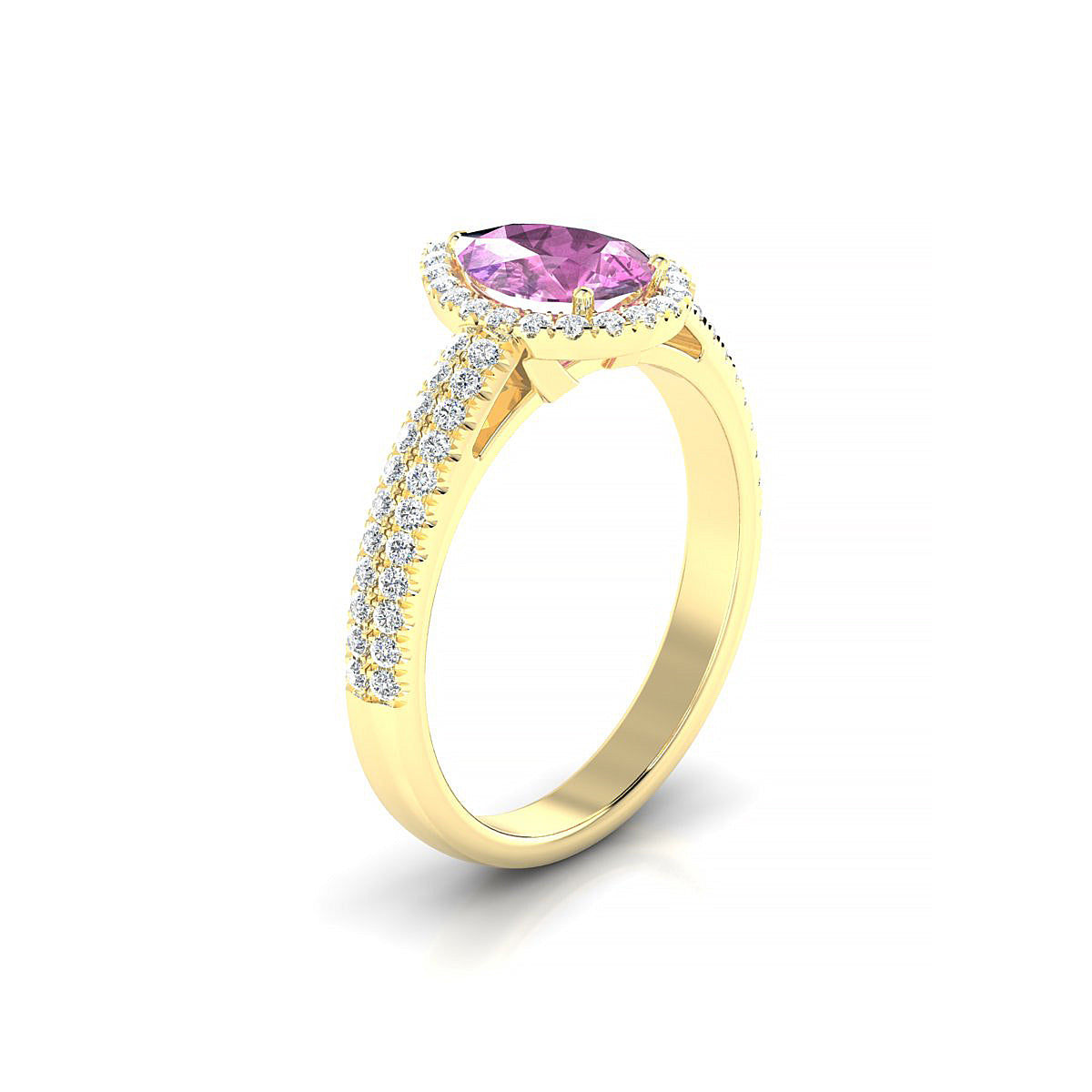 Celeste | 18k Yellow Gold 8 x 6 mm Pear Pink Sapphire Ring