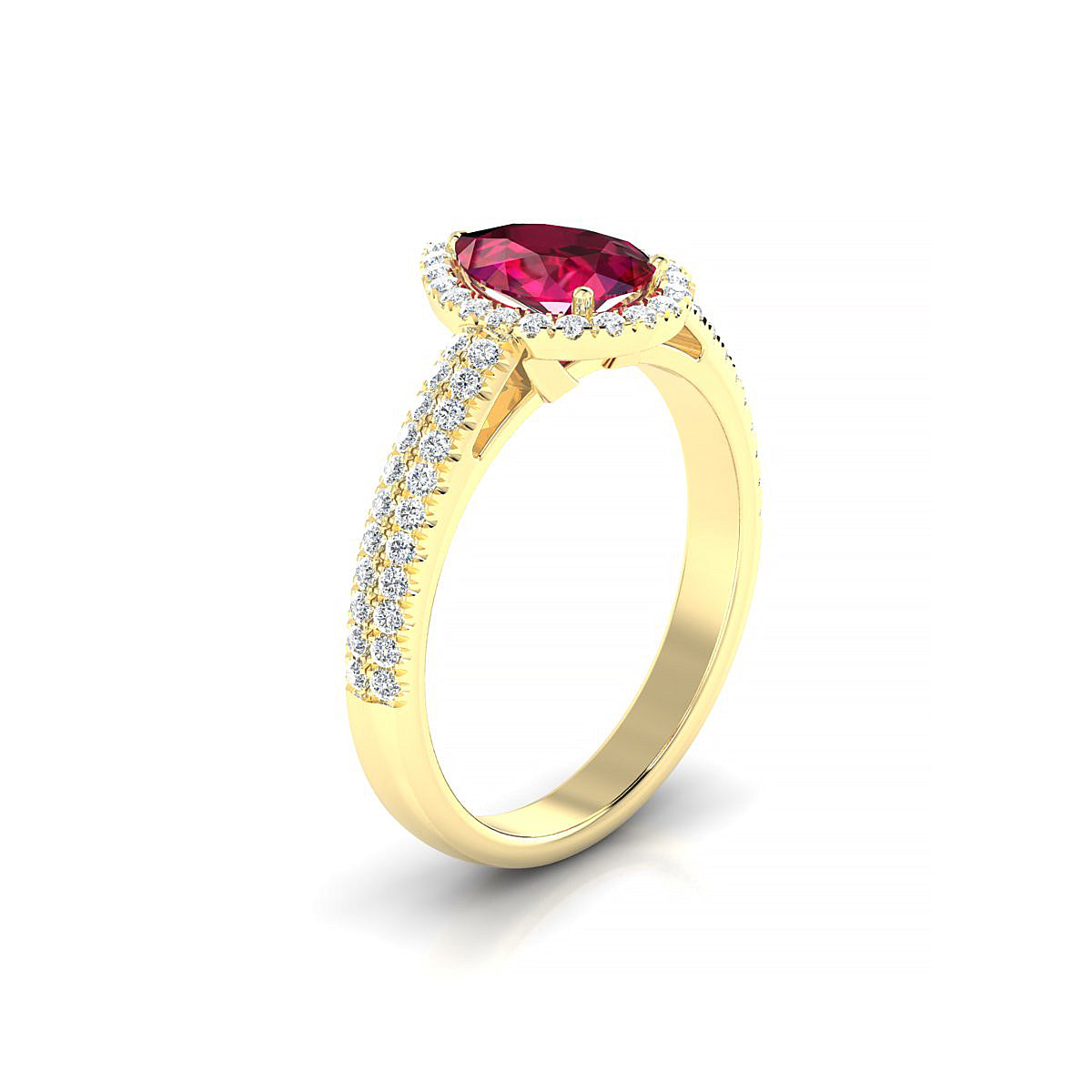 Celeste | 18k Yellow Gold 8 x 6 mm Pear Ruby Ring