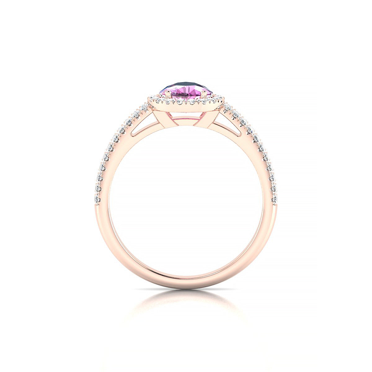 Celeste | 18k Rose Gold 8 x 6 mm Pear Pink Sapphire Ring