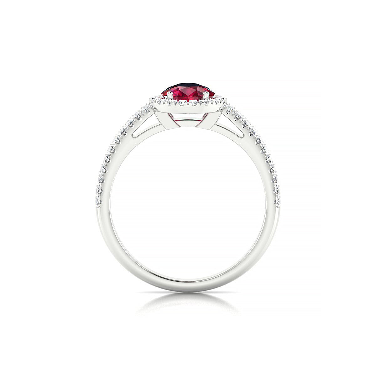 Celeste | 18k White Gold 8 x 6 mm Pear Ruby Ring