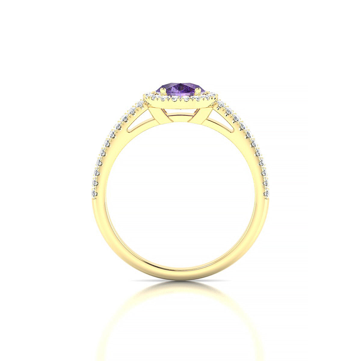 Celeste | 18k Yellow Gold 8 x 6 mm Pear Amethyst Ring