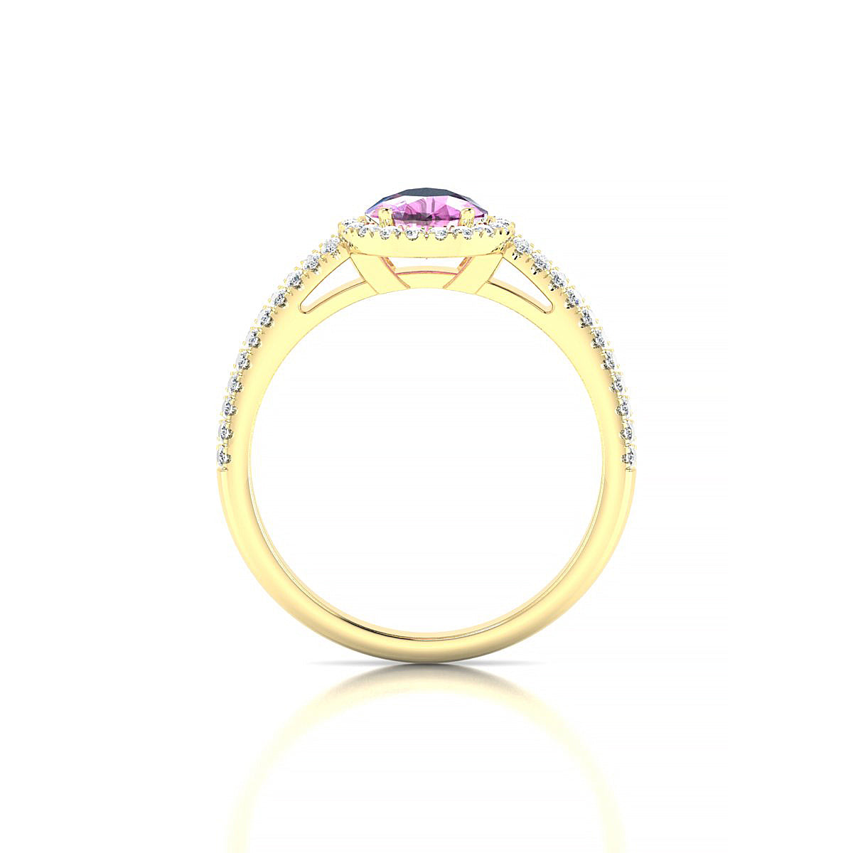 Celeste | 18k Yellow Gold 8 x 6 mm Pear Pink Sapphire Ring