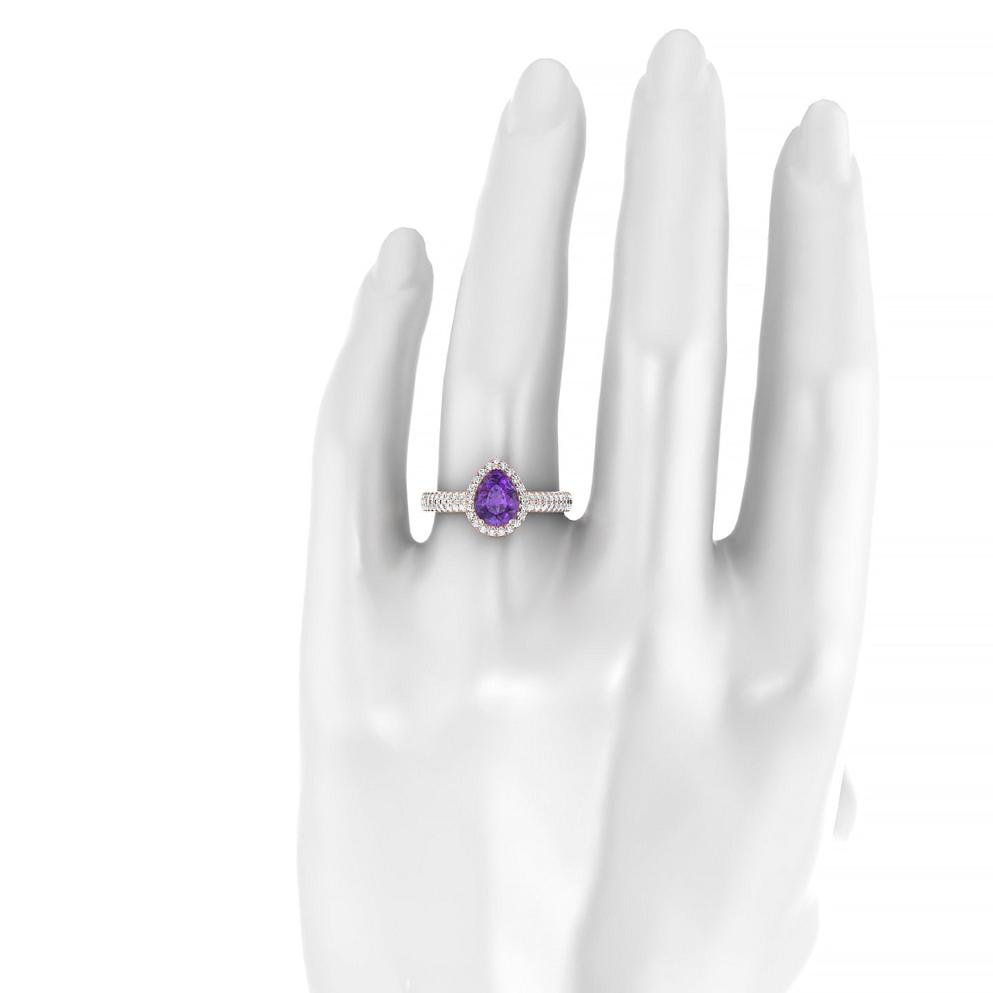 Celeste | 18k Rose Gold 8 x 6 mm Pear Amethyst Ring