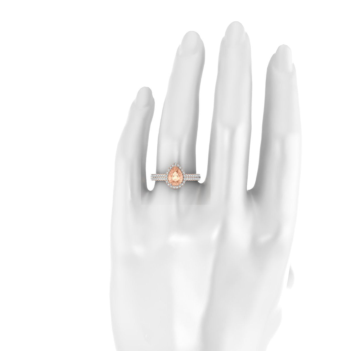 Celeste | 18k Rose Gold 8 x 6 mm Pear Morganite Ring