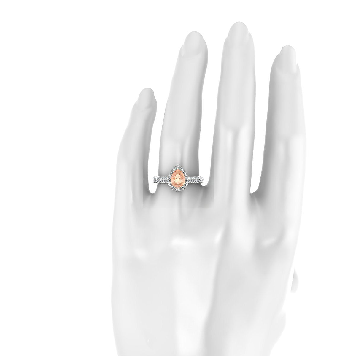 Celeste | 18k White Gold 8 x 6 mm Pear Morganite Ring
