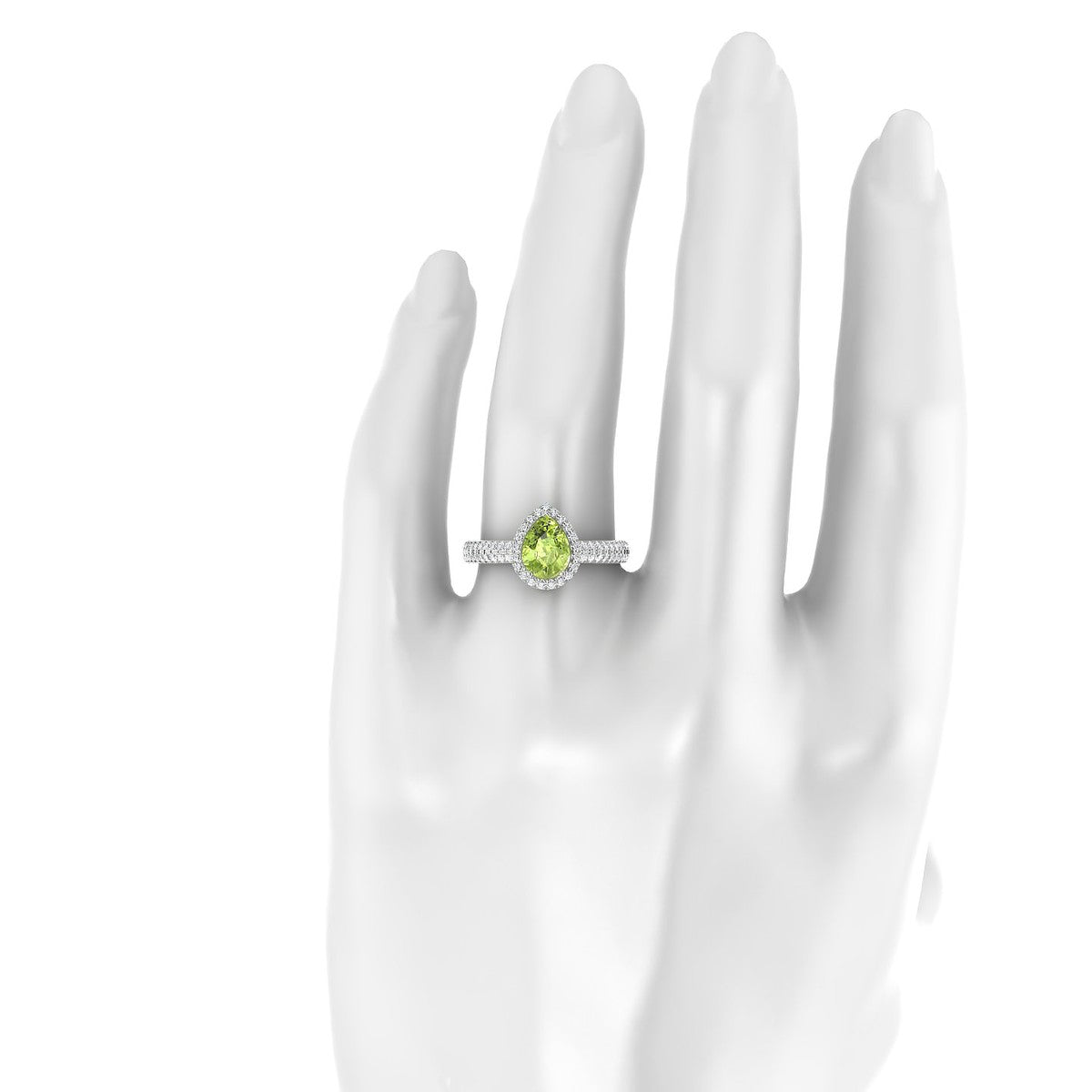 Celeste | 18k White Gold 8 x 6 mm Pear Peridot Ring