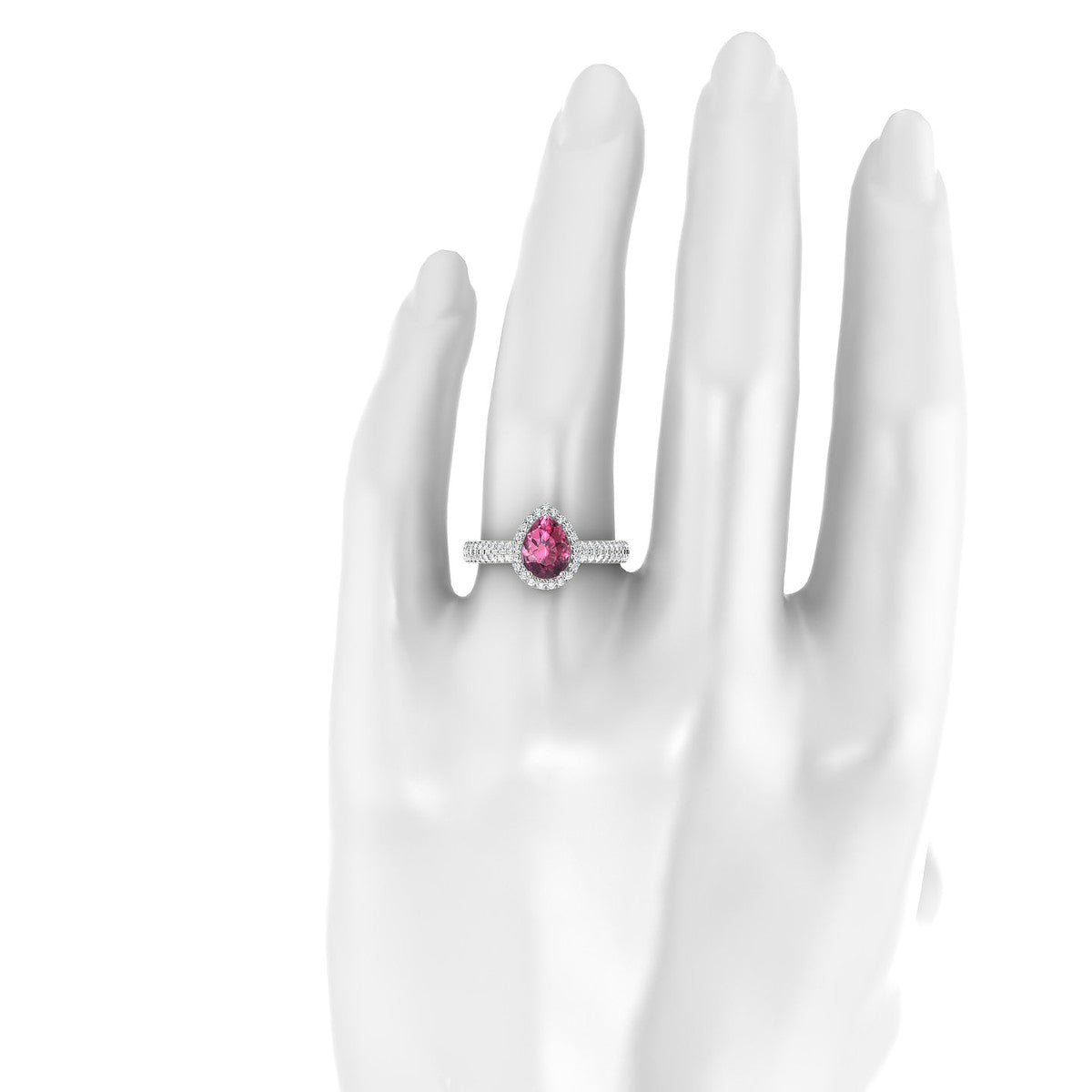 Celeste | 18k White Gold 8 x 6 mm Pear Rhodolite Ring