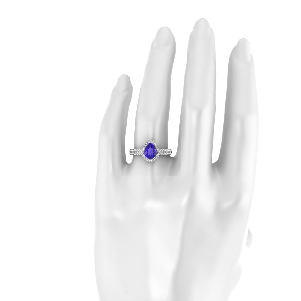 Celeste | 18k White Gold 8 x 6 mm Pear Tanzanite Ring