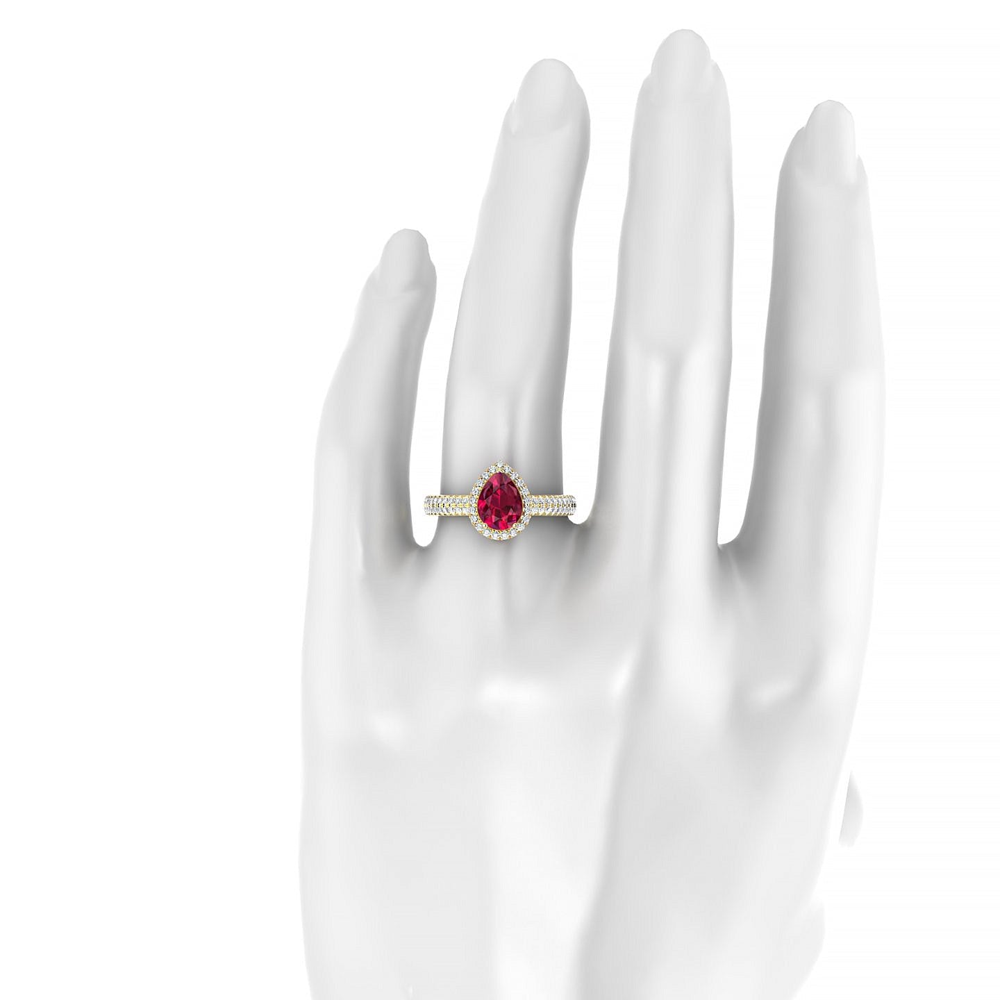 Celeste | 18k Yellow Gold 8 x 6 mm Pear Ruby Ring