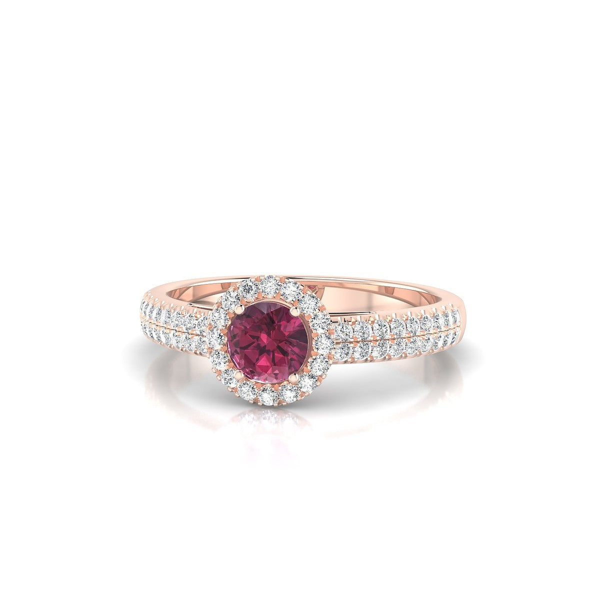 Celeste | 18k Rose Gold 4.5 mm Round Rhodolite Ring