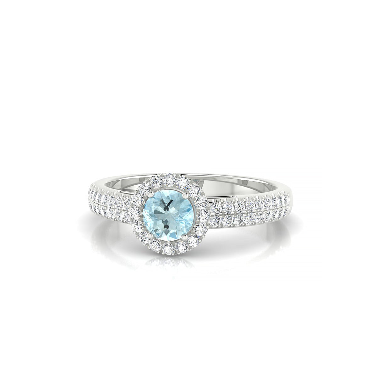 Celeste | 18k White Gold 4.5 mm Round Aquamarine Ring