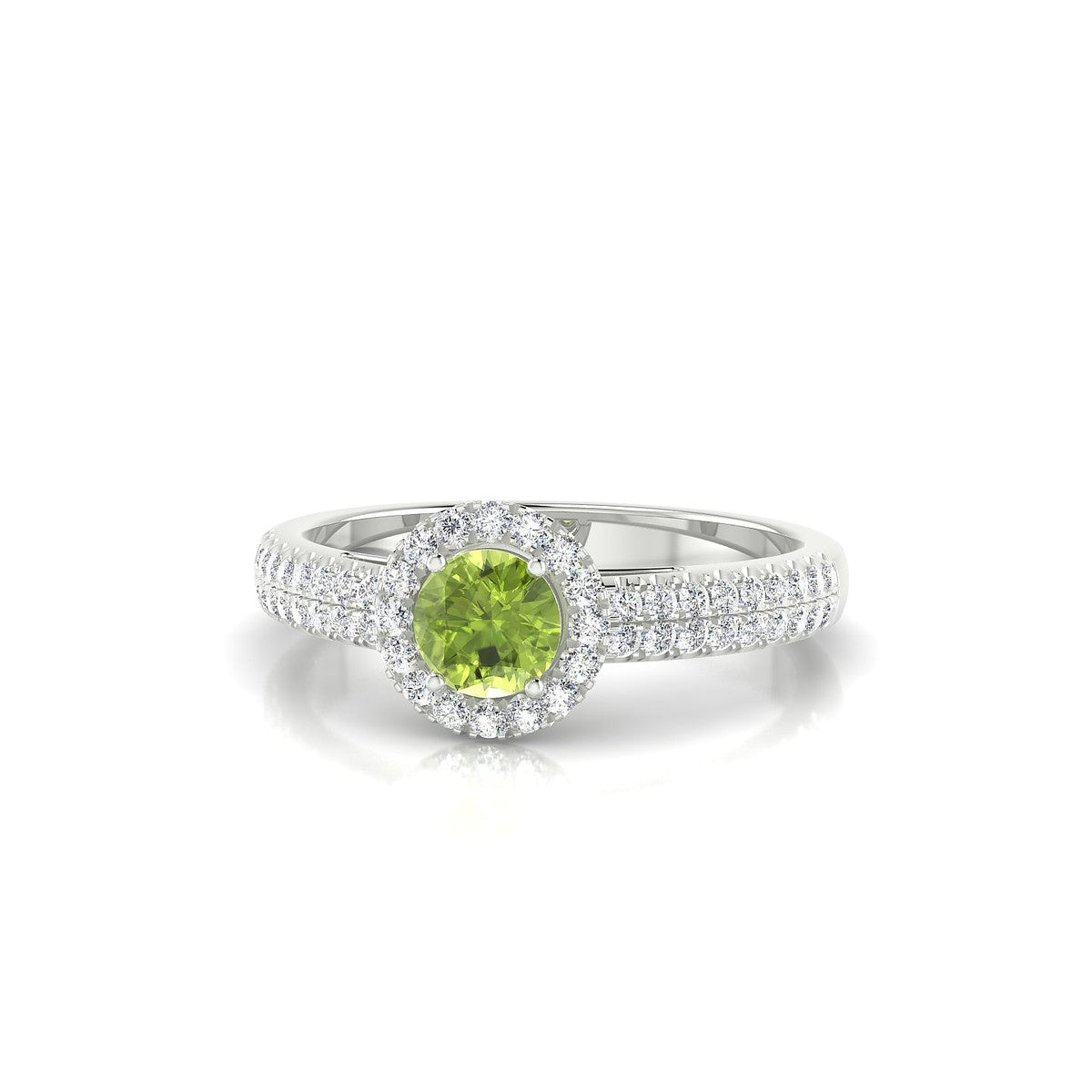 Celeste | 18k White Gold 4.5 mm Round Peridot Ring