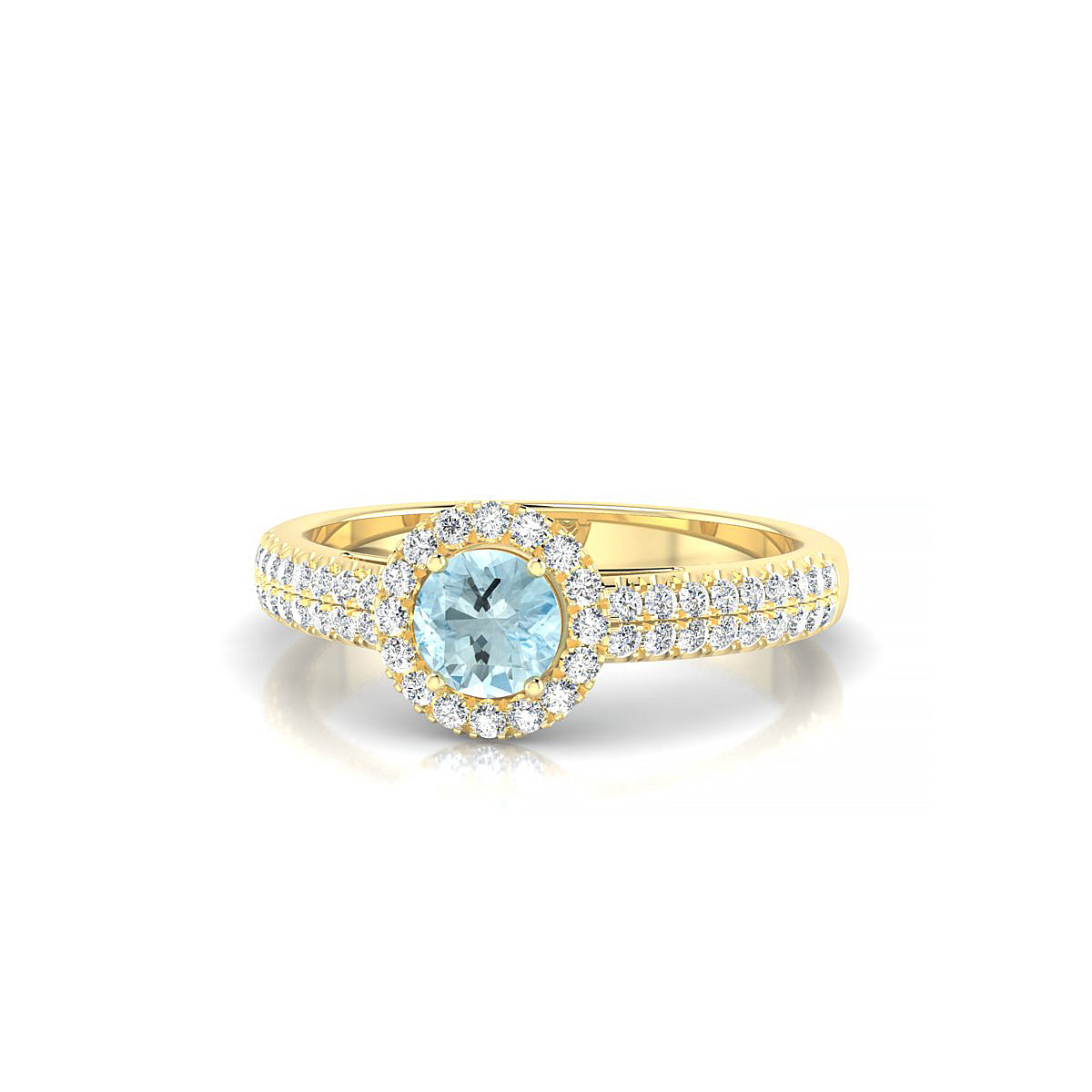 Celeste | 18k Yellow Gold 4.5 mm Round Aquamarine Ring