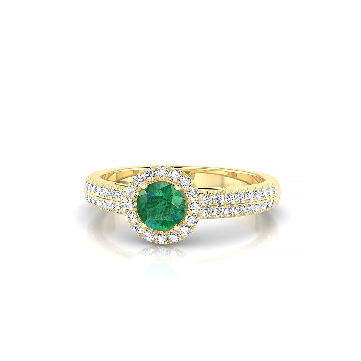 Celeste | 18k Yellow Gold 4.5 mm Round Emerald Ring