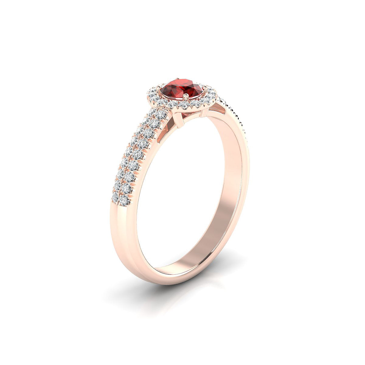 Celeste | 18k Rose Gold 4.5 mm Round Garnet Ring