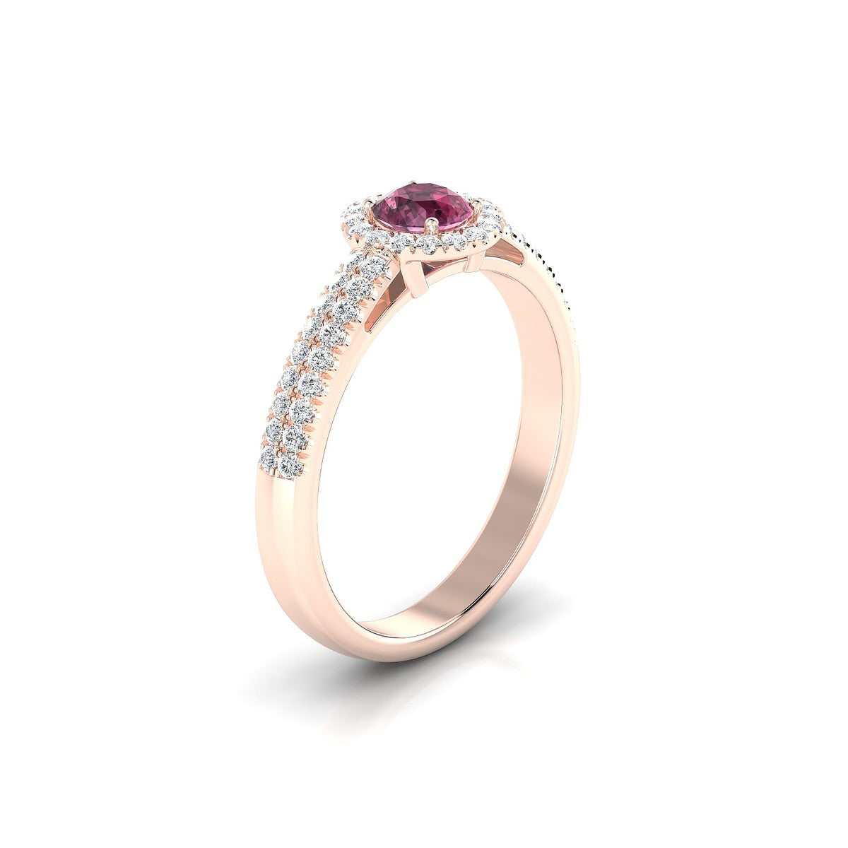 Celeste | 18k Rose Gold 4.5 mm Round Rhodolite Ring