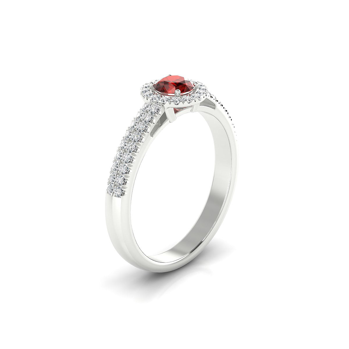 Celeste | 18k White Gold 4.5 mm Round Garnet Ring