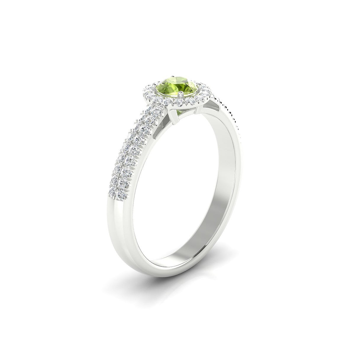 Celeste | 18k White Gold 4.5 mm Round Peridot Ring