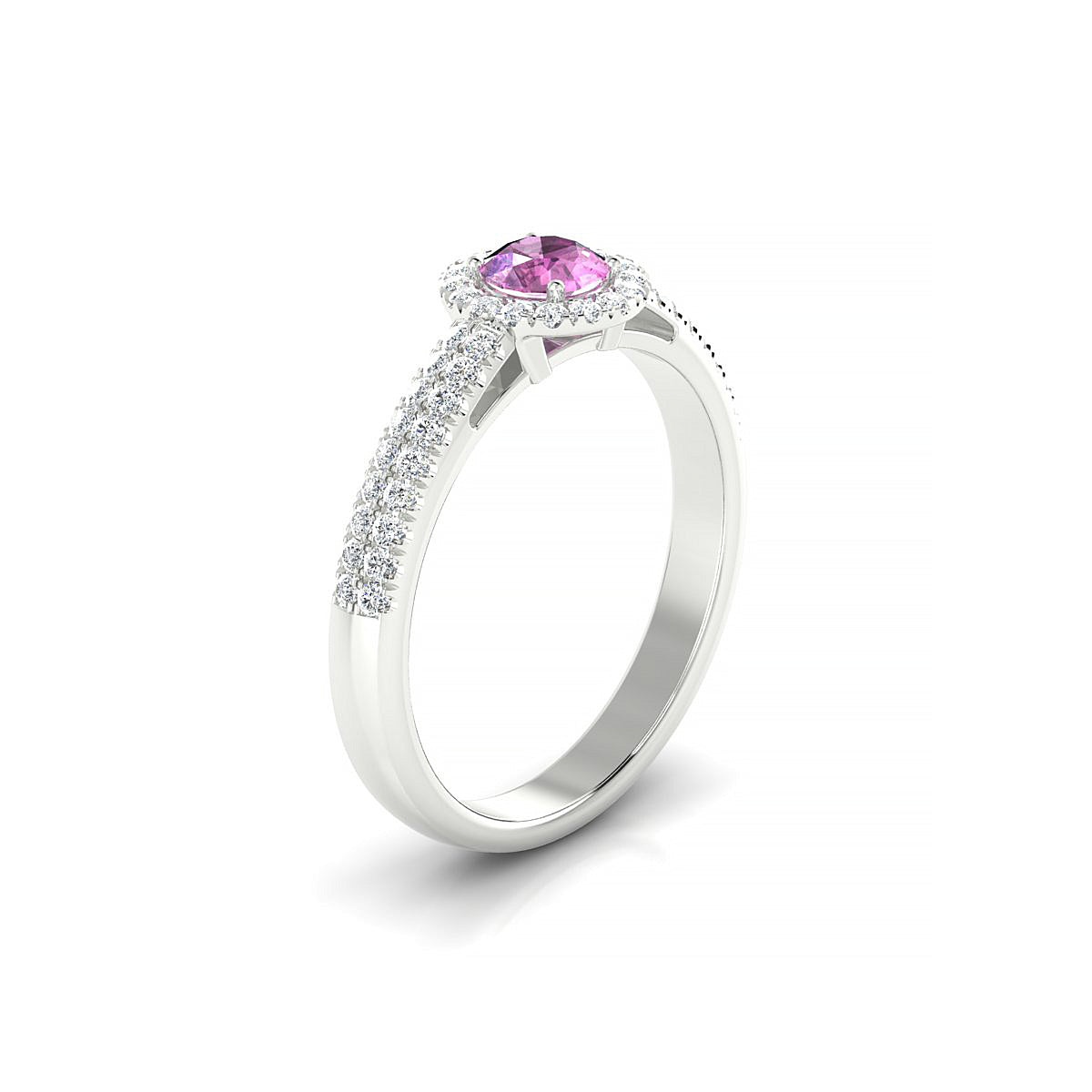 Celeste | 18k White Gold 4.5 mm Round Pink Sapphire Ring