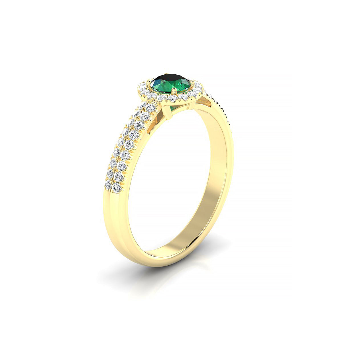 Celeste | 18k Yellow Gold 4.5 mm Round Emerald Ring