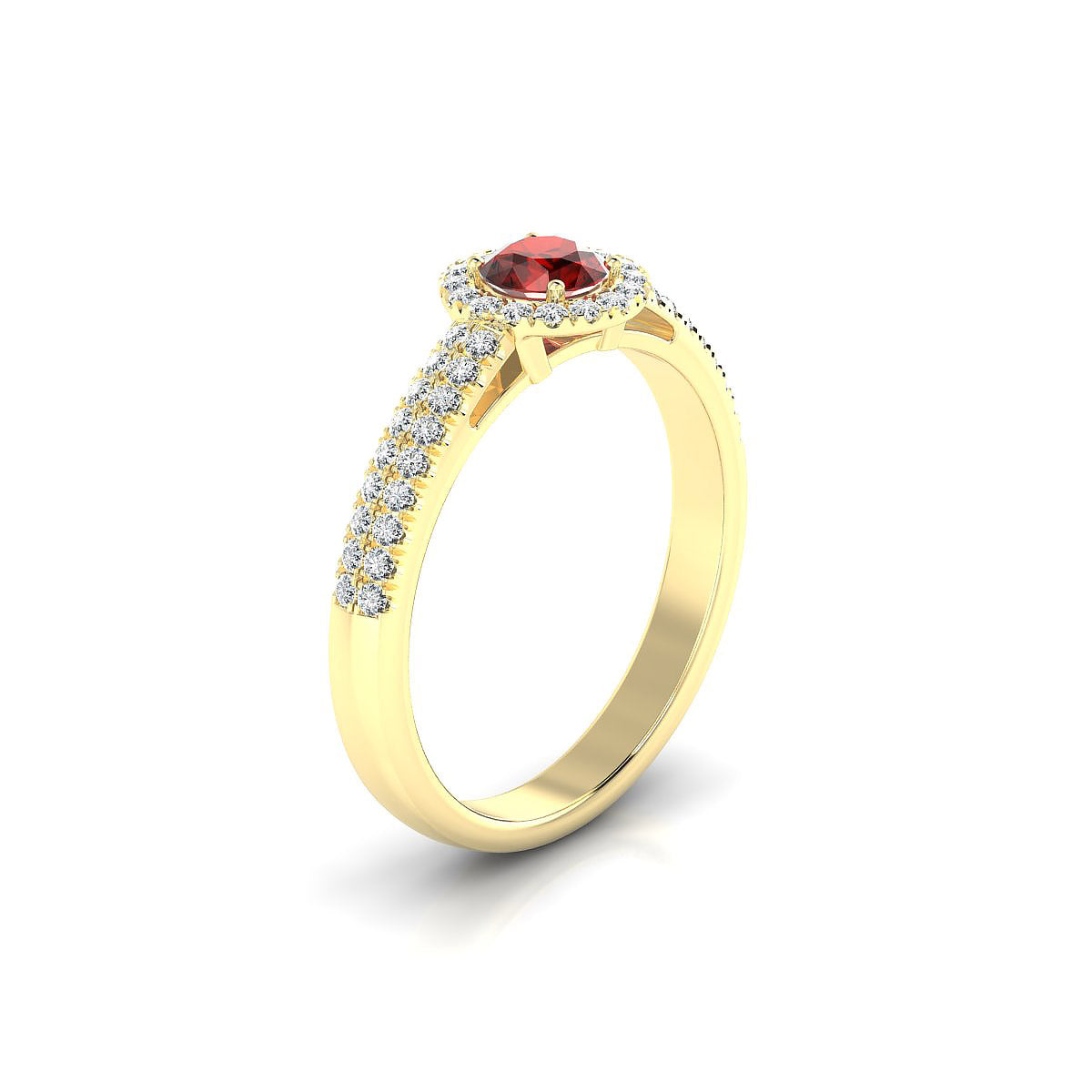 Celeste | 18k Yellow Gold 4.5 mm Round Garnet Ring