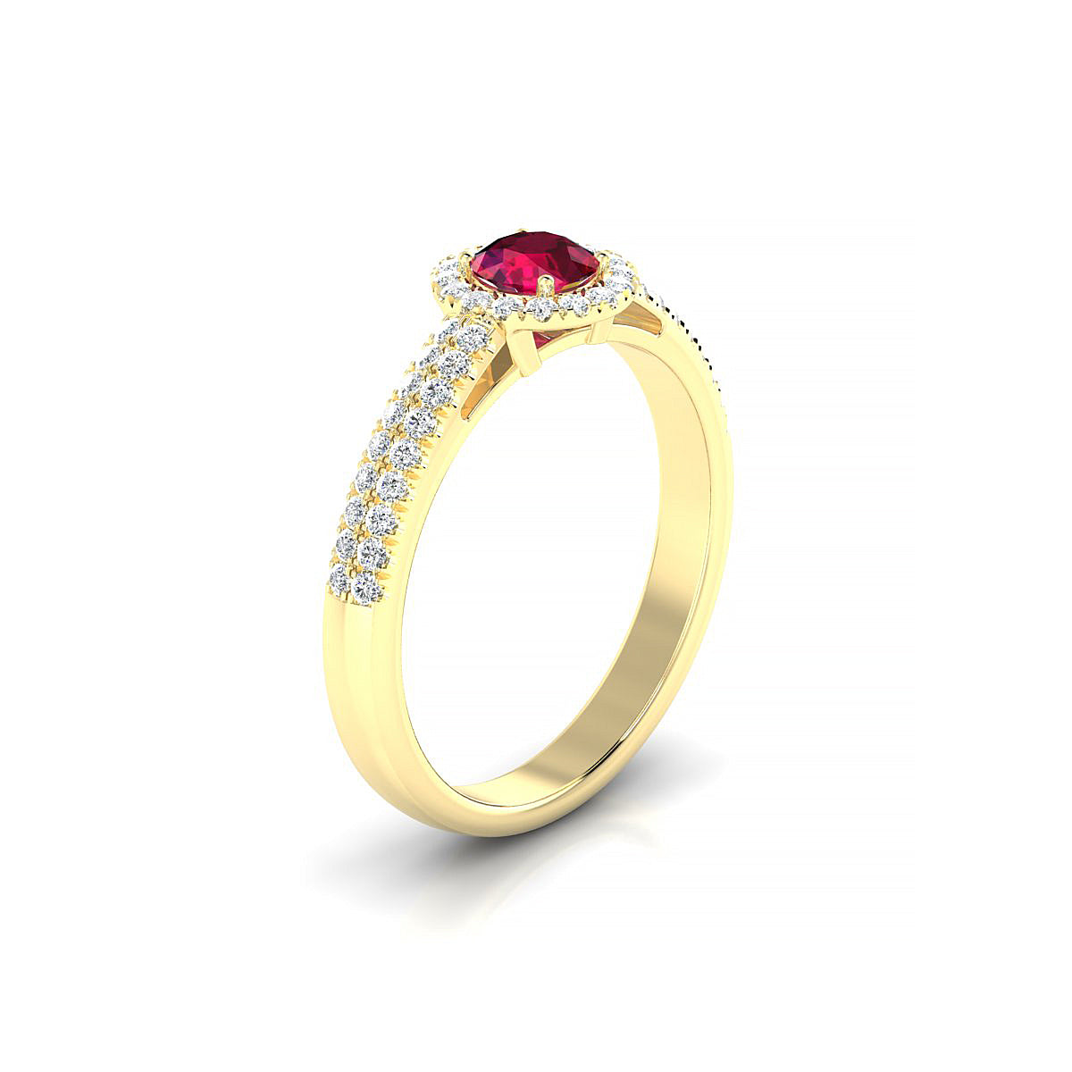 Celeste | 18k Yellow Gold 4.5 mm Round Ruby Ring