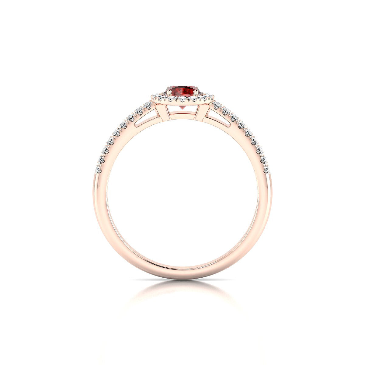 Celeste | 18k Rose Gold 4.5 mm Round Garnet Ring