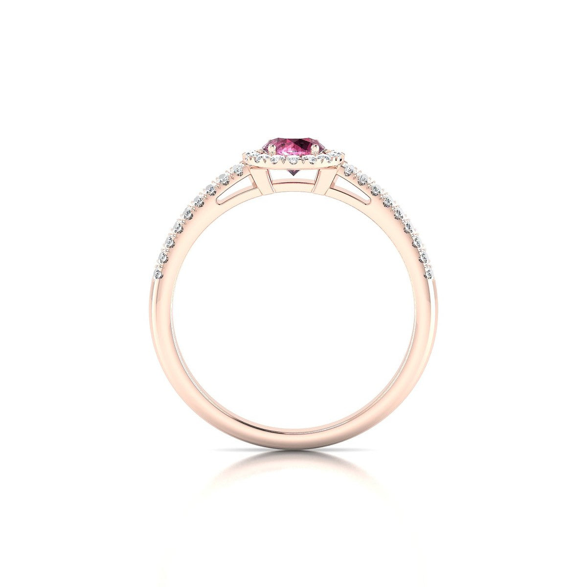 Celeste | 18k Rose Gold 4.5 mm Round Rhodolite Ring