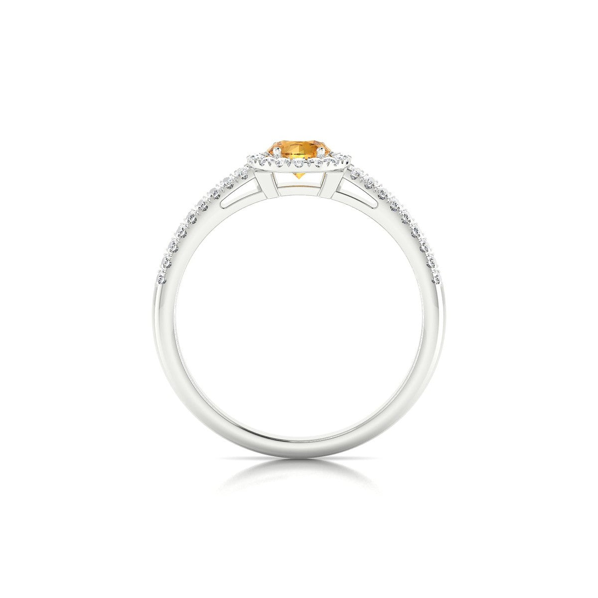 Celeste | 18k White Gold 4.5 mm Round Citrine Ring