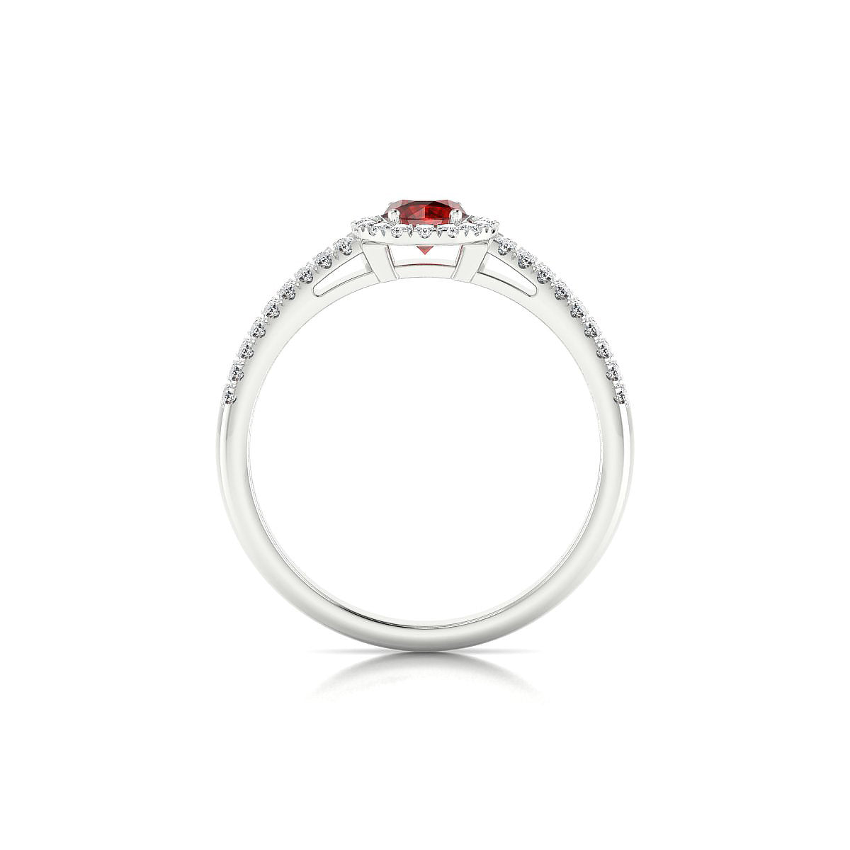 Celeste | 18k White Gold 4.5 mm Round Garnet Ring
