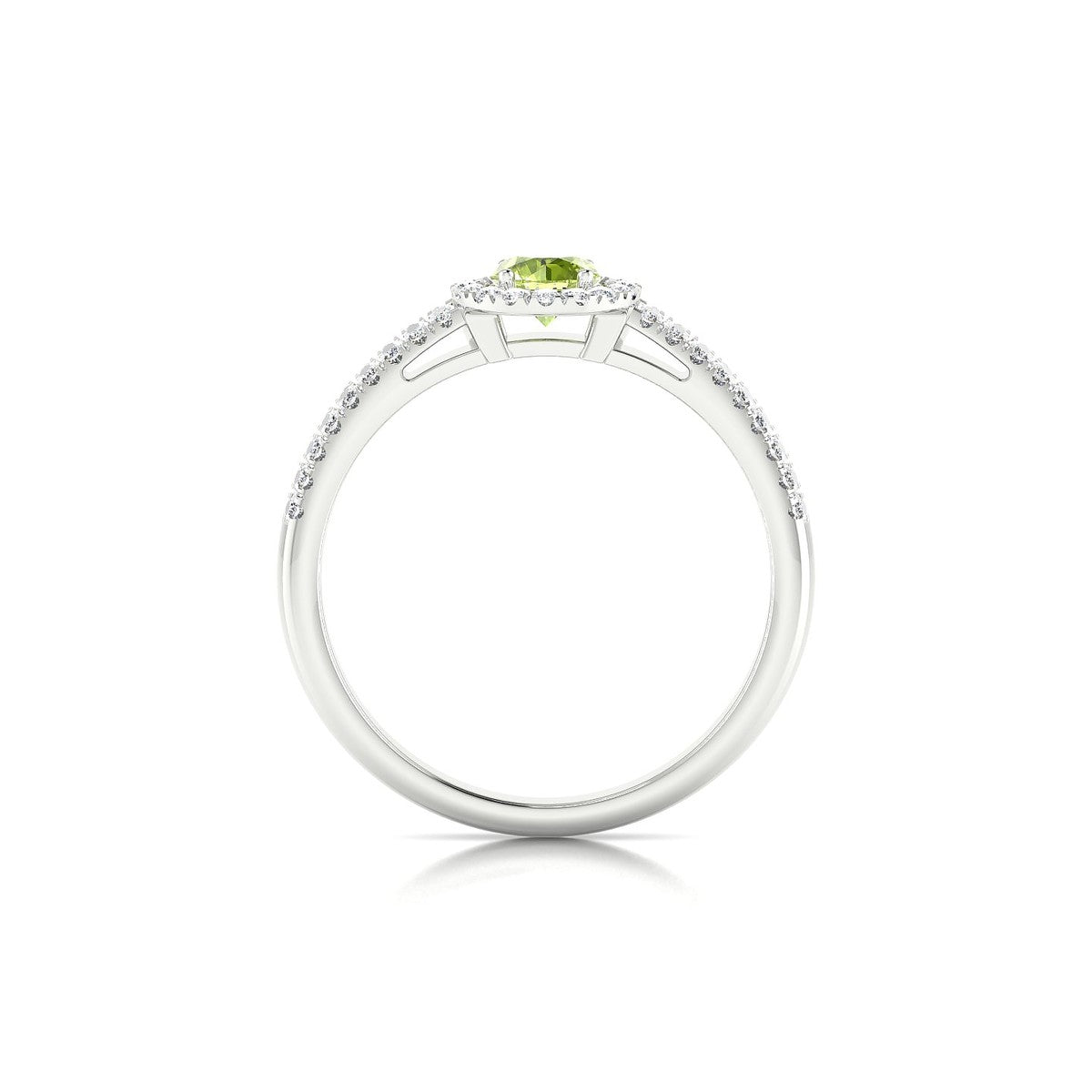 Celeste | 18k White Gold 4.5 mm Round Peridot Ring