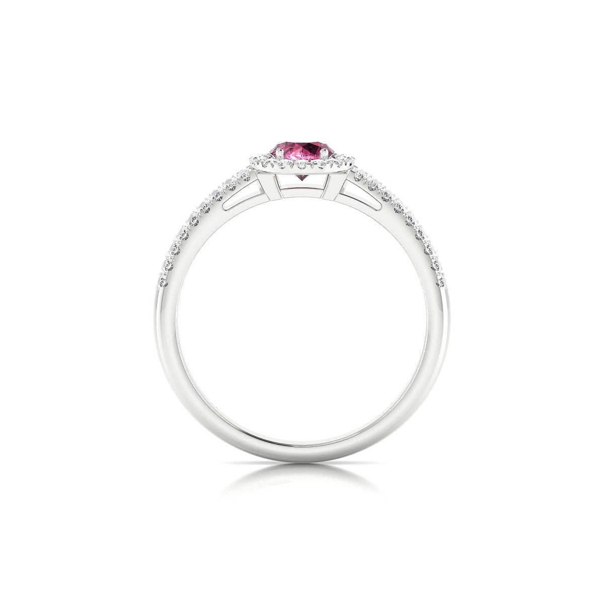 Celeste | 18k White Gold 4.5 mm Round Rhodolite Ring