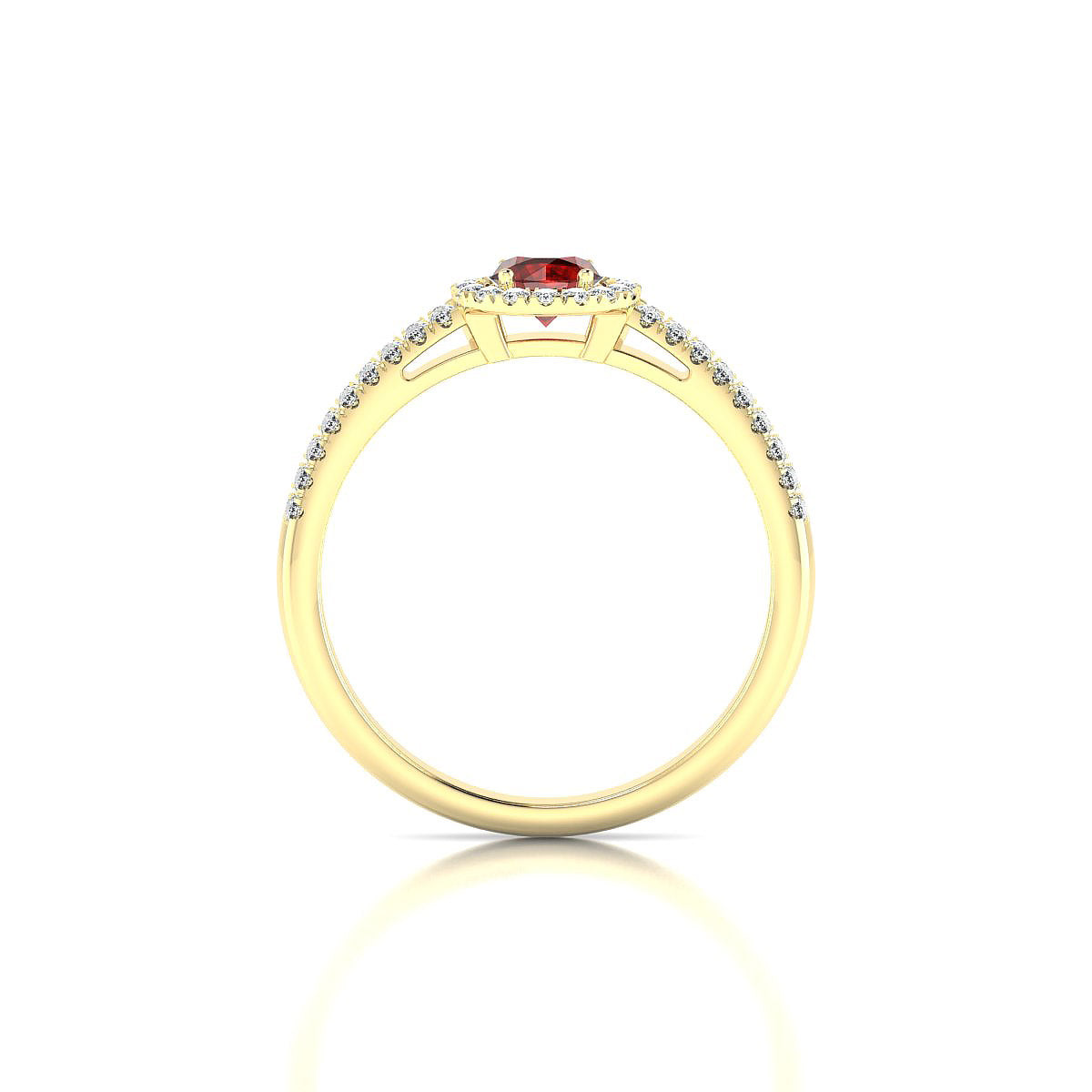 Celeste | 18k Yellow Gold 4.5 mm Round Garnet Ring