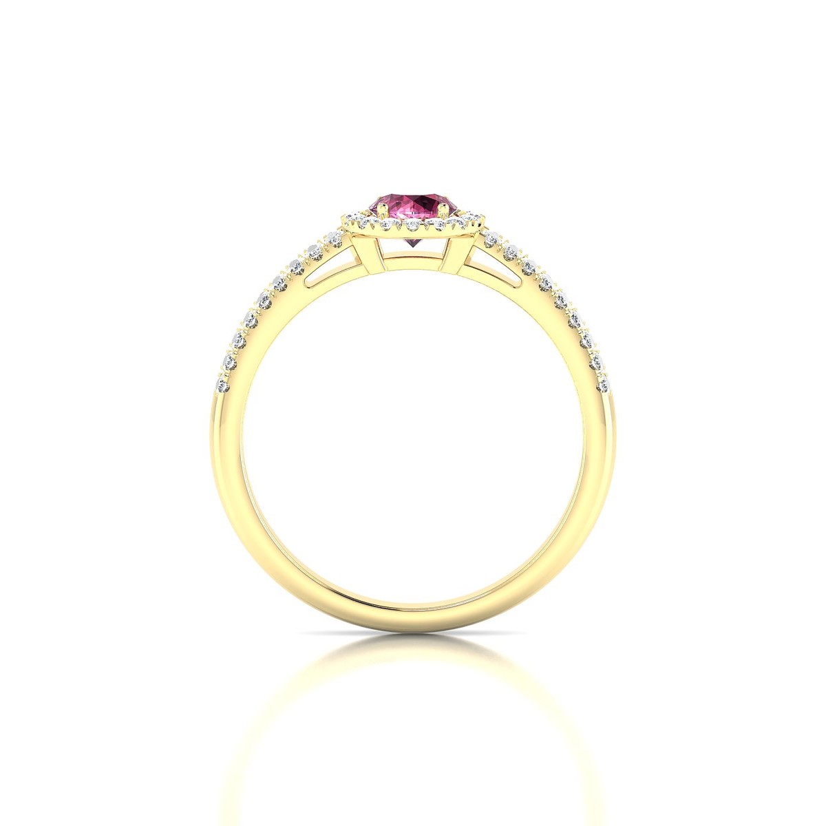 Celeste | 18k Yellow Gold 4.5 mm Round Rhodolite Ring