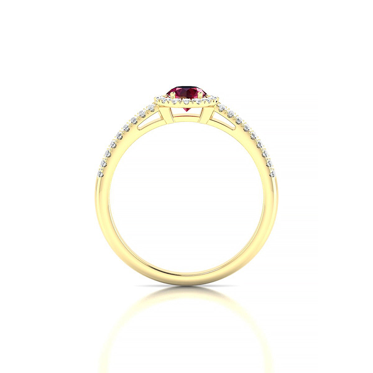 Celeste | 18k Yellow Gold 4.5 mm Round Ruby Ring
