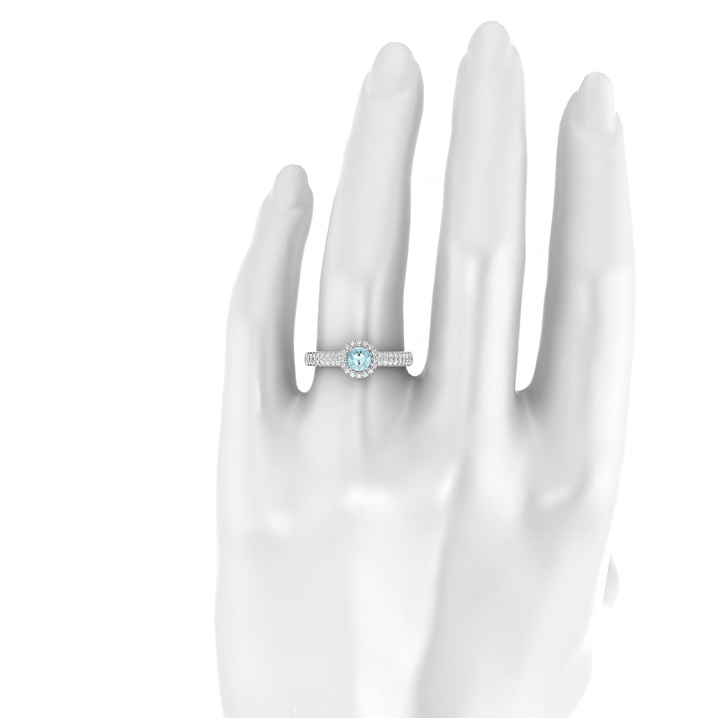 Celeste | 18k White Gold 4.5 mm Round Aquamarine Ring