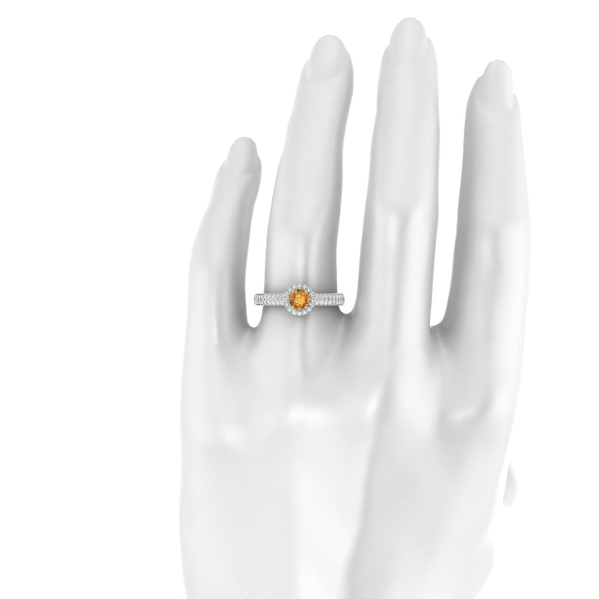 Celeste | 18k White Gold 4.5 mm Round Citrine Ring