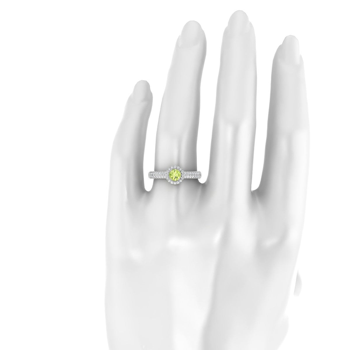 Celeste | 18k White Gold 4.5 mm Round Peridot Ring