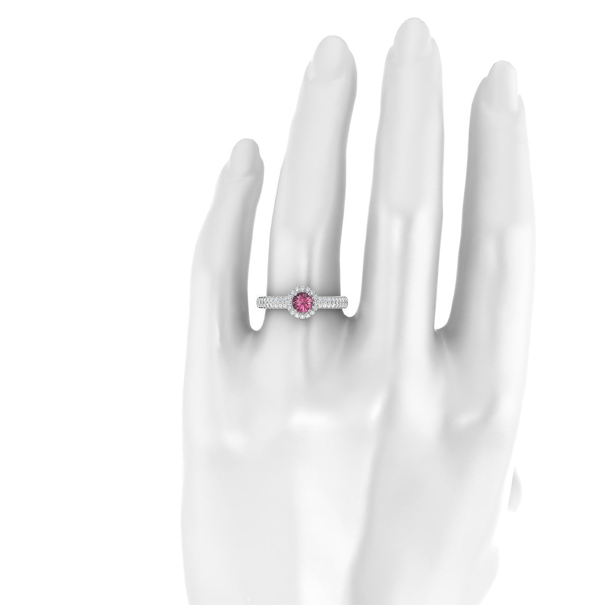 Celeste | 18k White Gold 4.5 mm Round Rhodolite Ring