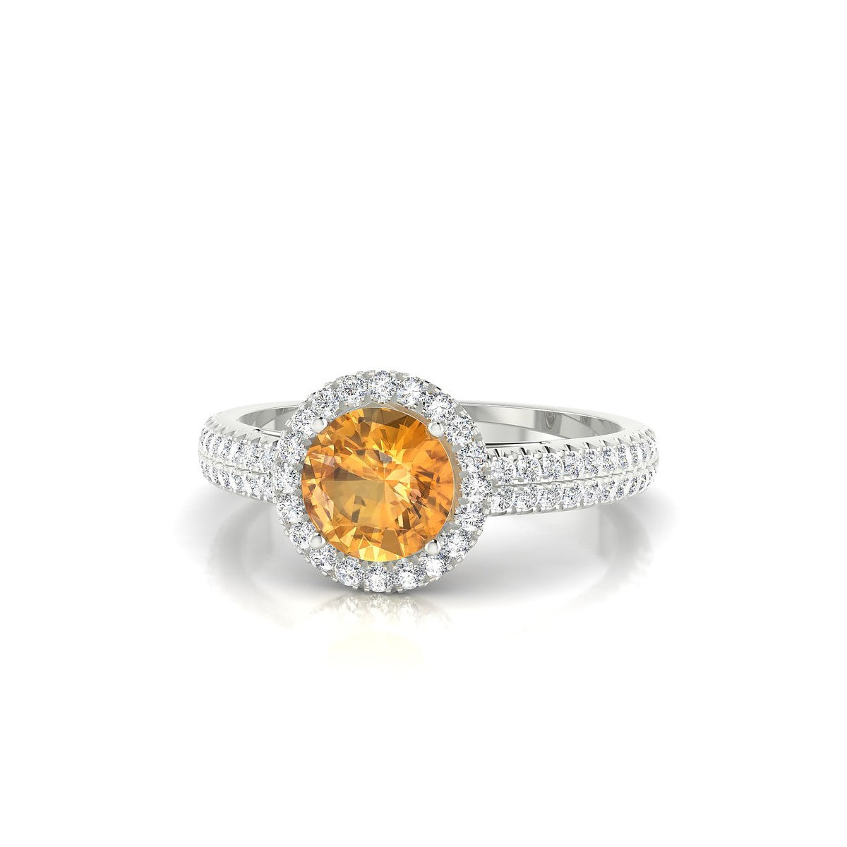 Celeste | 18k White Gold 6 mm Round Citrine Ring