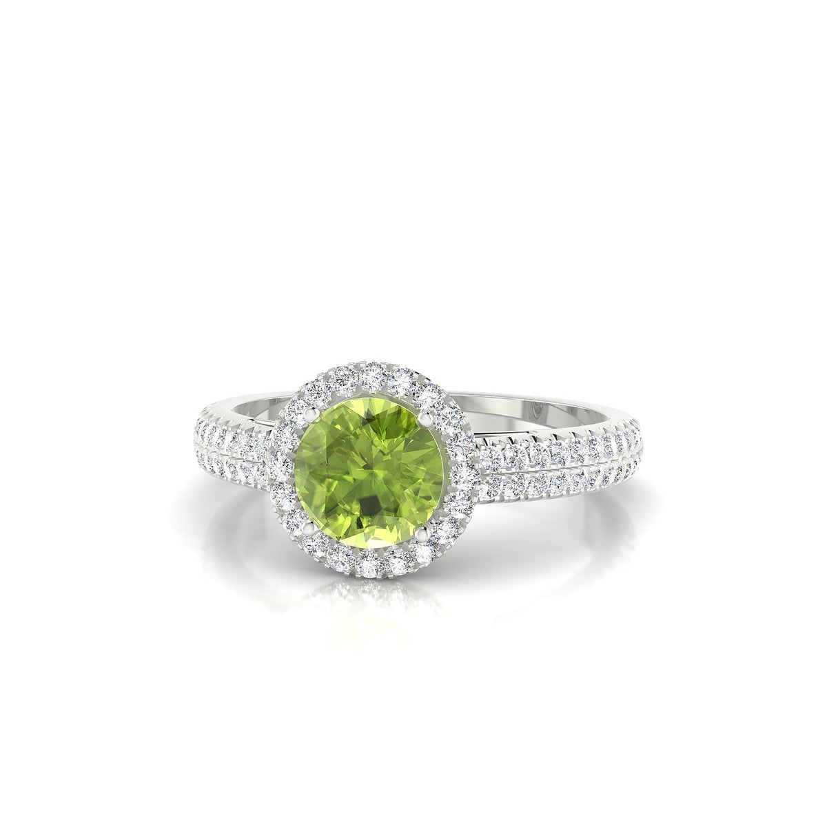 Celeste | 18k White Gold 6 mm Round Peridot Ring