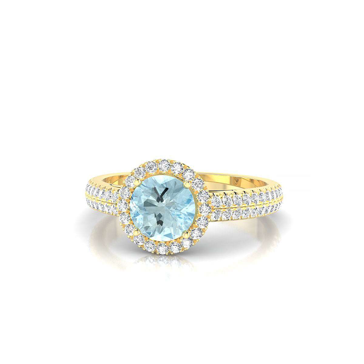 Celeste | 18k Yellow Gold 6 mm Round Aquamarine Ring