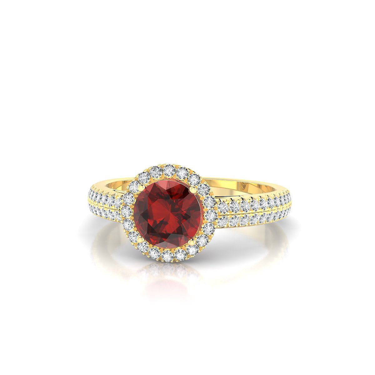Celeste | 18k Yellow Gold 6 mm Round Garnet Ring