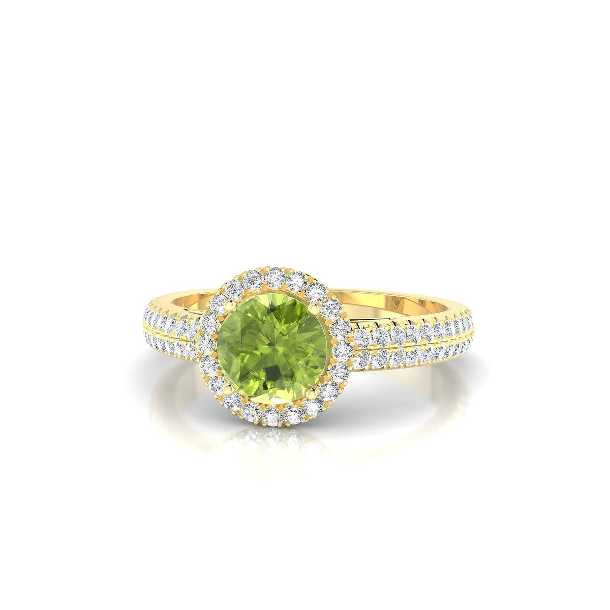 Celeste | 18k Yellow Gold 6 mm Round Peridot Ring
