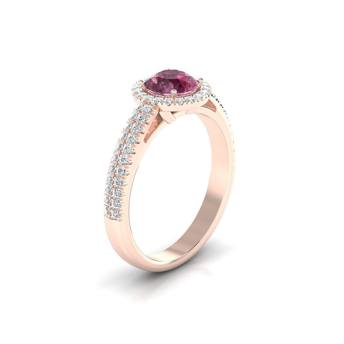 Celeste | 18k Rose Gold 6 mm Round Rhodolite Ring