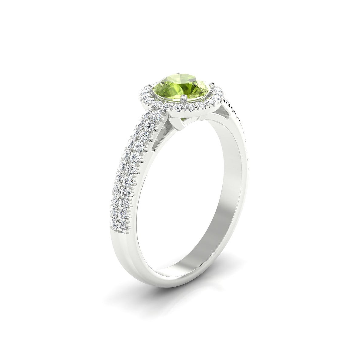 Celeste | 18k White Gold 6 mm Round Peridot Ring