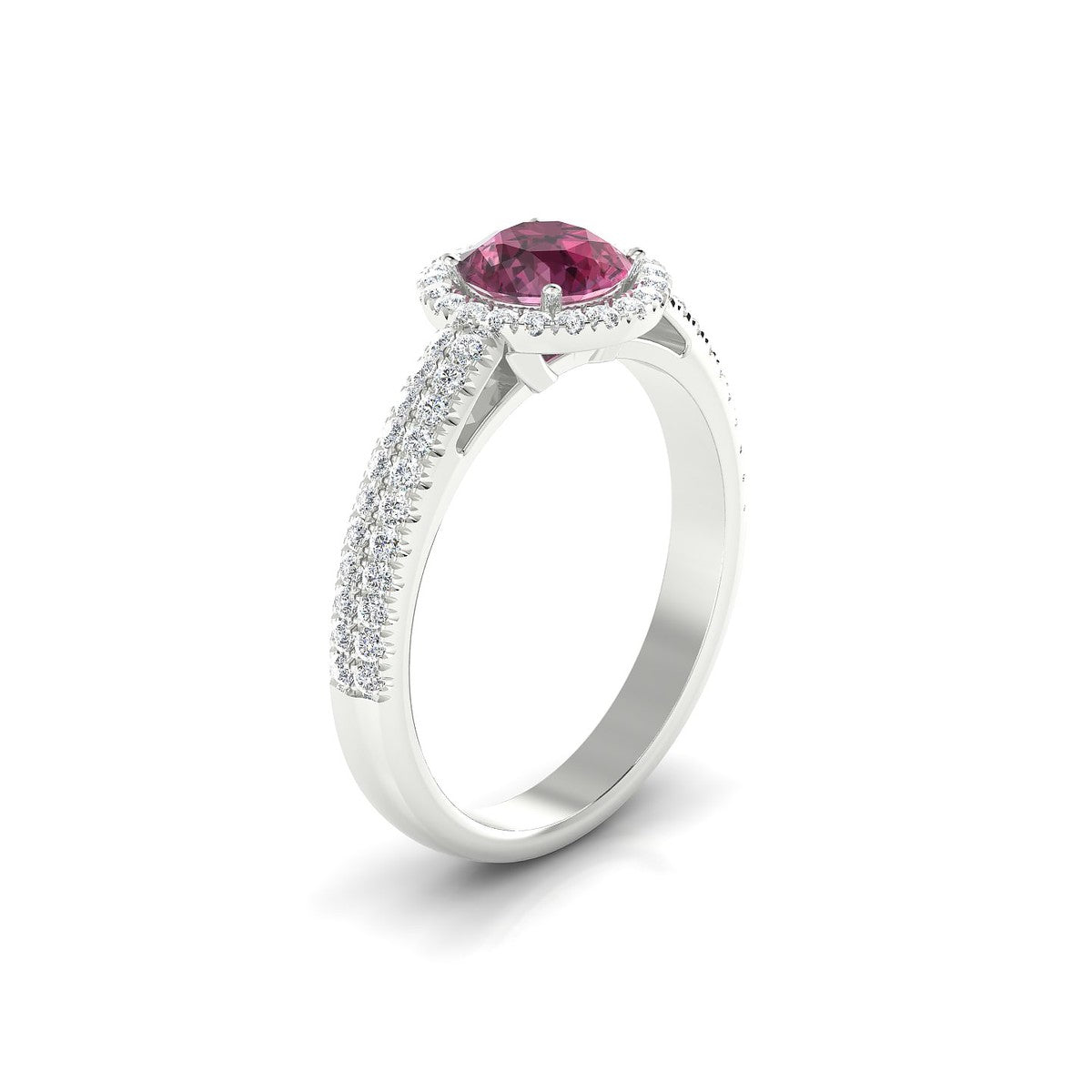 Celeste | 18k White Gold 6 mm Round Rhodolite Ring